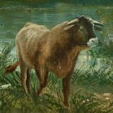 Oil on Canvas “Pastures” by N. Okolowicz – Early 20th Century