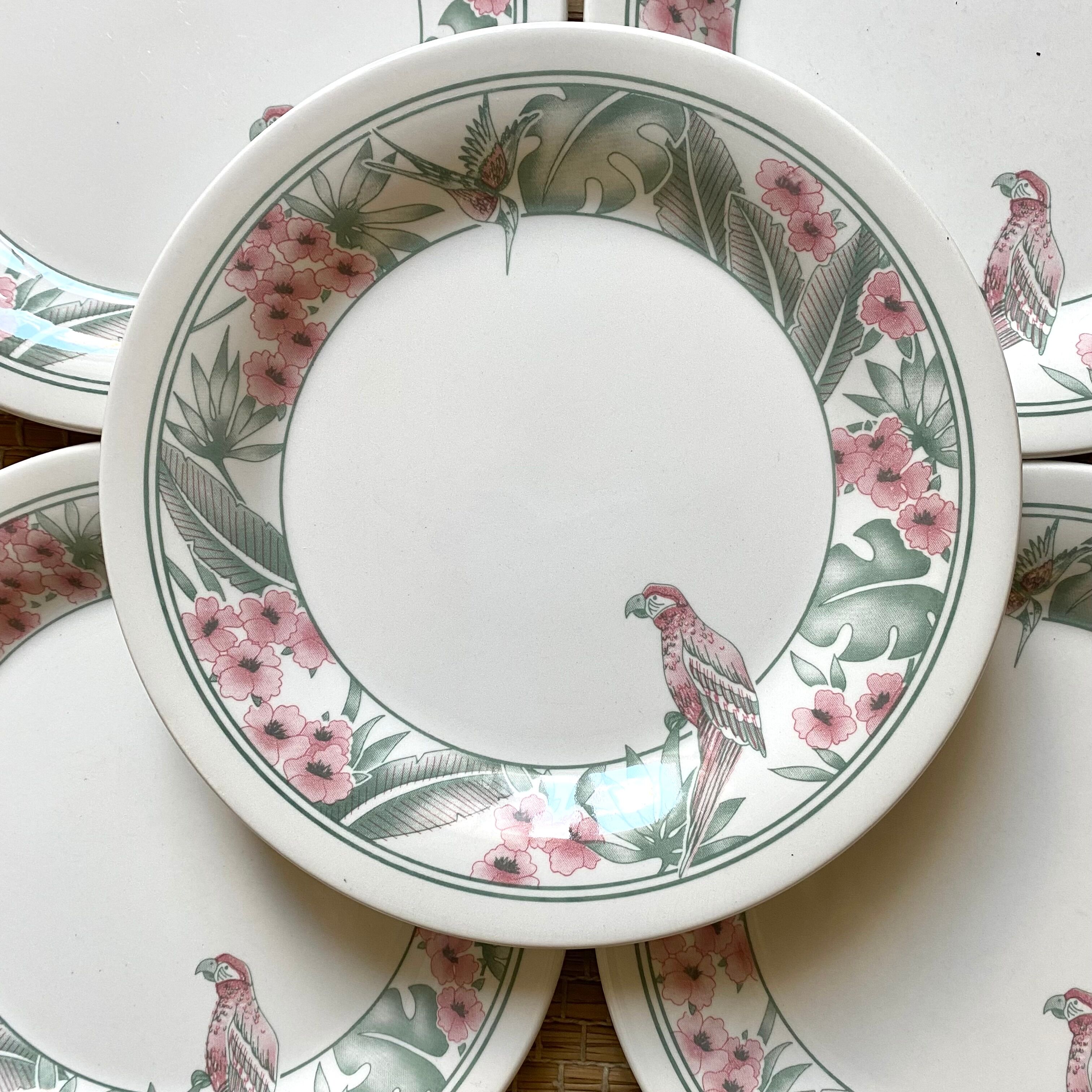 Parrot Tableware Staffordshire England Dessert Plates 1980s
