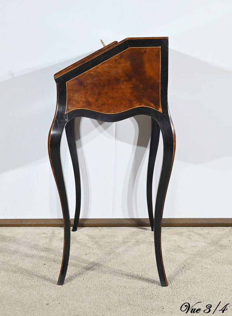 Blackened pearwood and amboyna sloping desk, Napoleon III period, mid-19th century