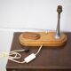 Art deco bedside lamp, table lamp, accent lamp, vintage lamp, wood and chrome lamp, 40'