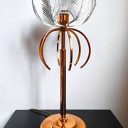 Lampe italienne en métal cuivré et verre cristal, style Hollywood Regency