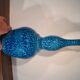 Vase signed blue modernist ceramic bottle bouhey 1973