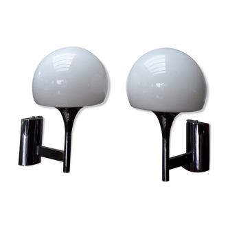 Pair of Sciolari wall lamps distributed by Boulanger in the 70s