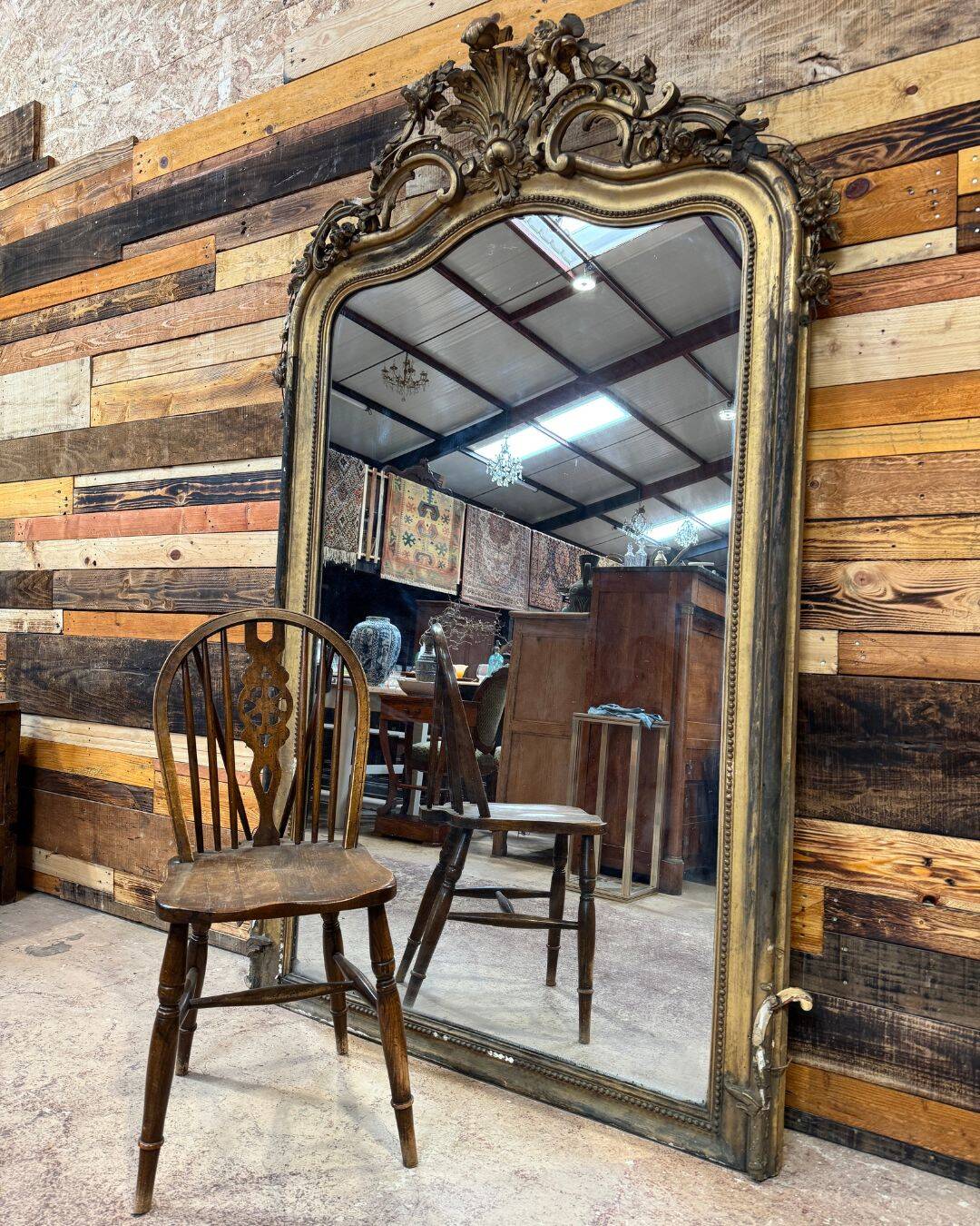 Large gilded mirror - 19th century