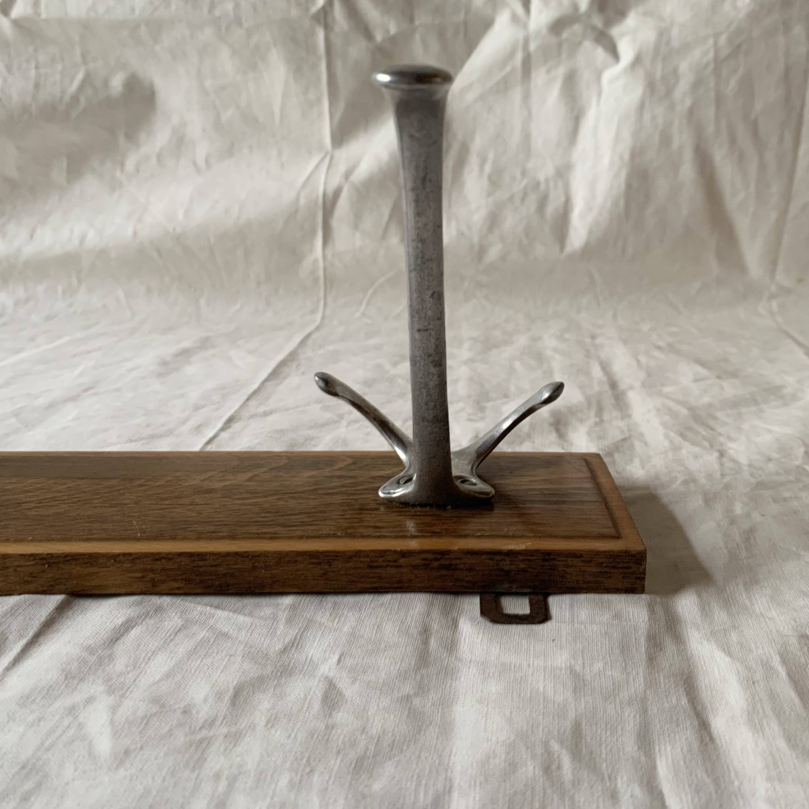 Vintage wooden wall coat rack - 2 hooks