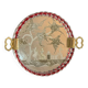Engraved mirror plateau with twisted red and white glass border, Murano / Venice (c. 1940–1950)