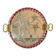 Engraved mirror plateau with twisted red and white glass border, Murano / Venice (c. 1940–1950)
