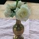 Golden brass vase chiseled vintage floral pattern