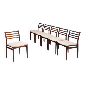 Ensemble de six chaises de salle à manger en palissandre Erling Torvits Soro Danemark 1960