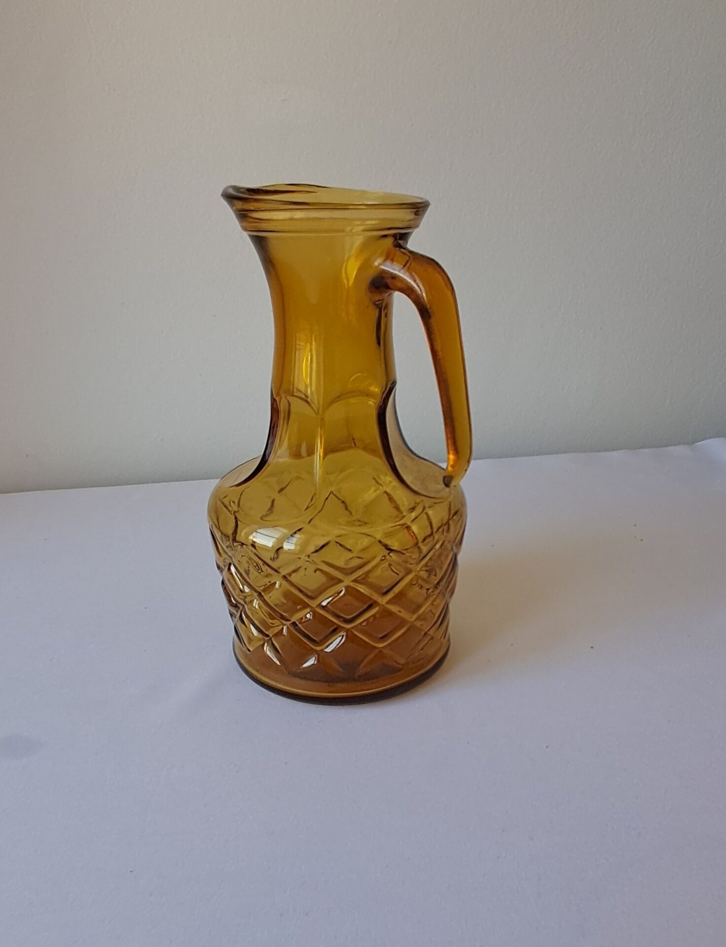 Amber glass carafe, brutalist style, Italy, 1970s.