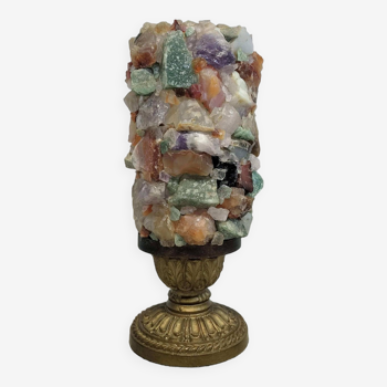 Lampe de table vintage en pierres semi précieuses