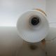 Scandinavian lamp, made of wood, brass and embossed glass 70s