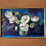 Painting "Bouquet of white flowers" HST signed Simone Mounier