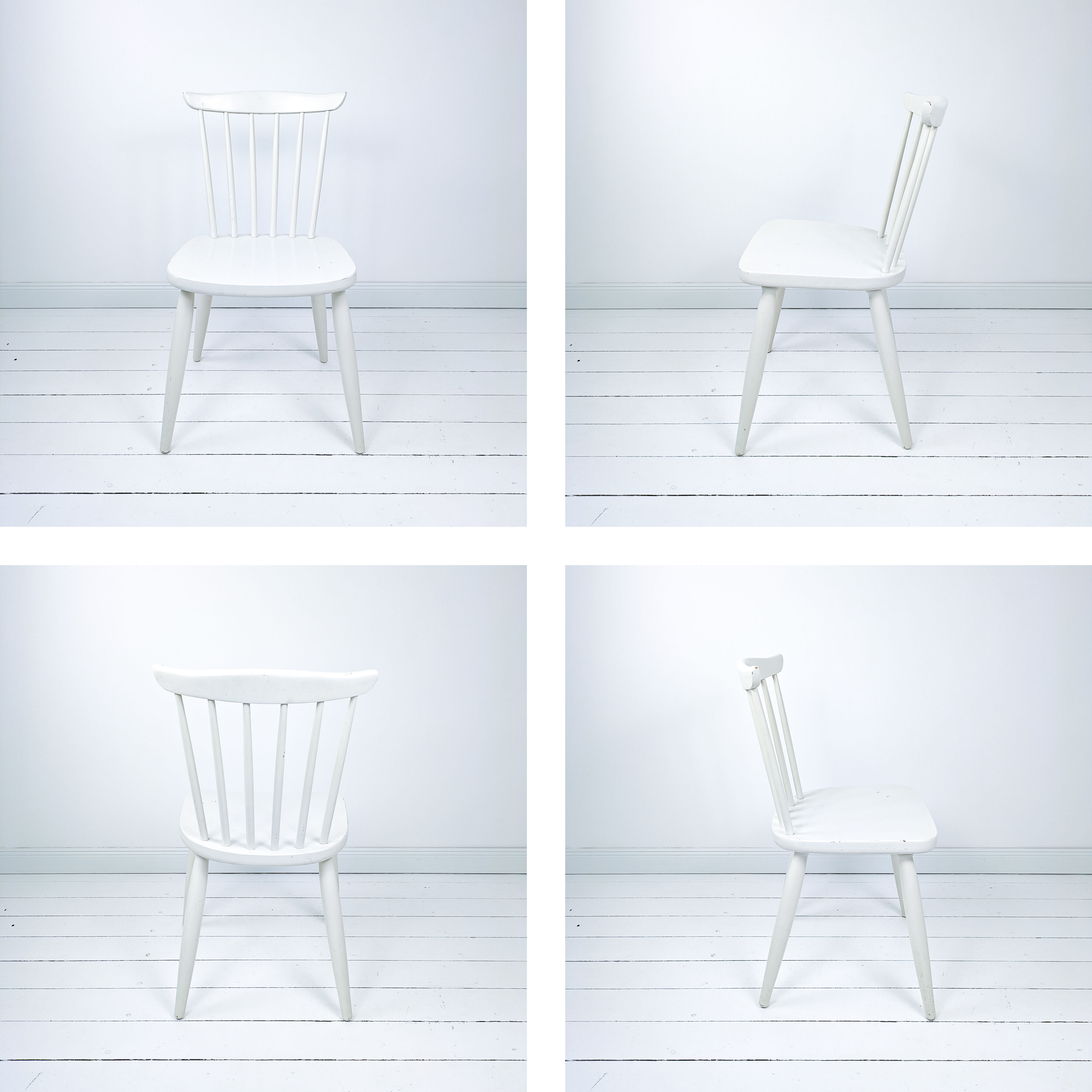 Chaise vintage blanche en bois