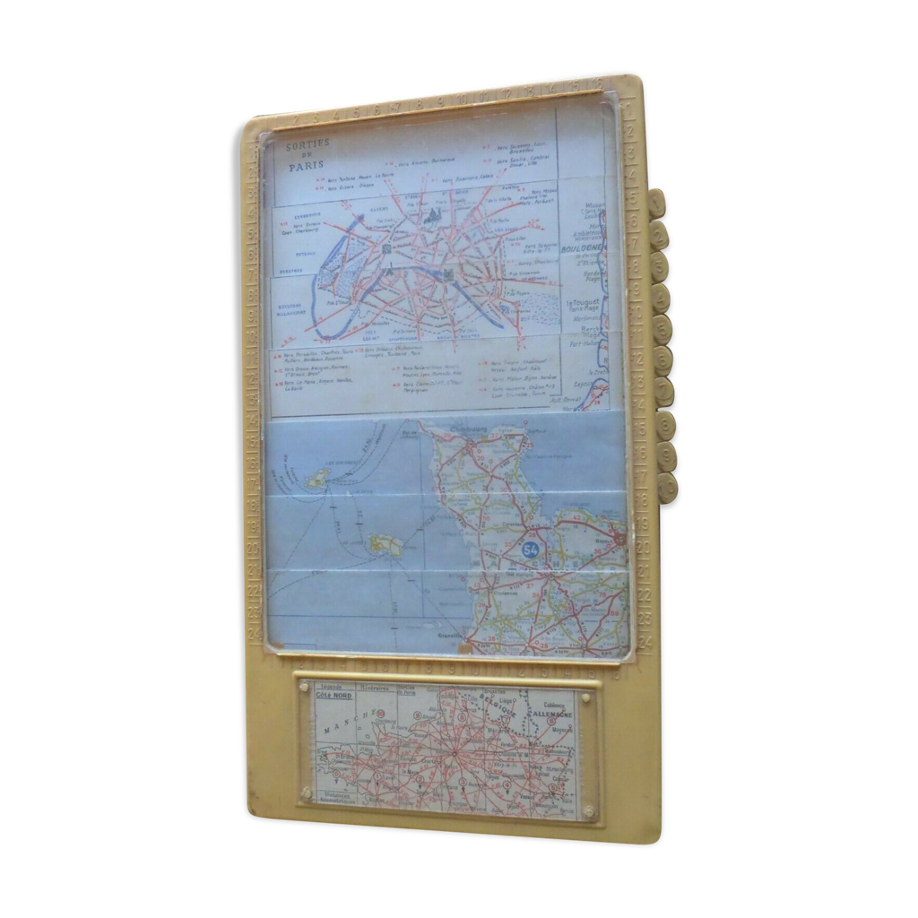 COFFRET DE VOYAGE Cuir LANCEL avec 37 cartes routières Michelin, circa