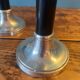 Trio of metal and wood candlesticks from the 80s