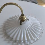 Vintage wall light in notched opaline and gilded brass