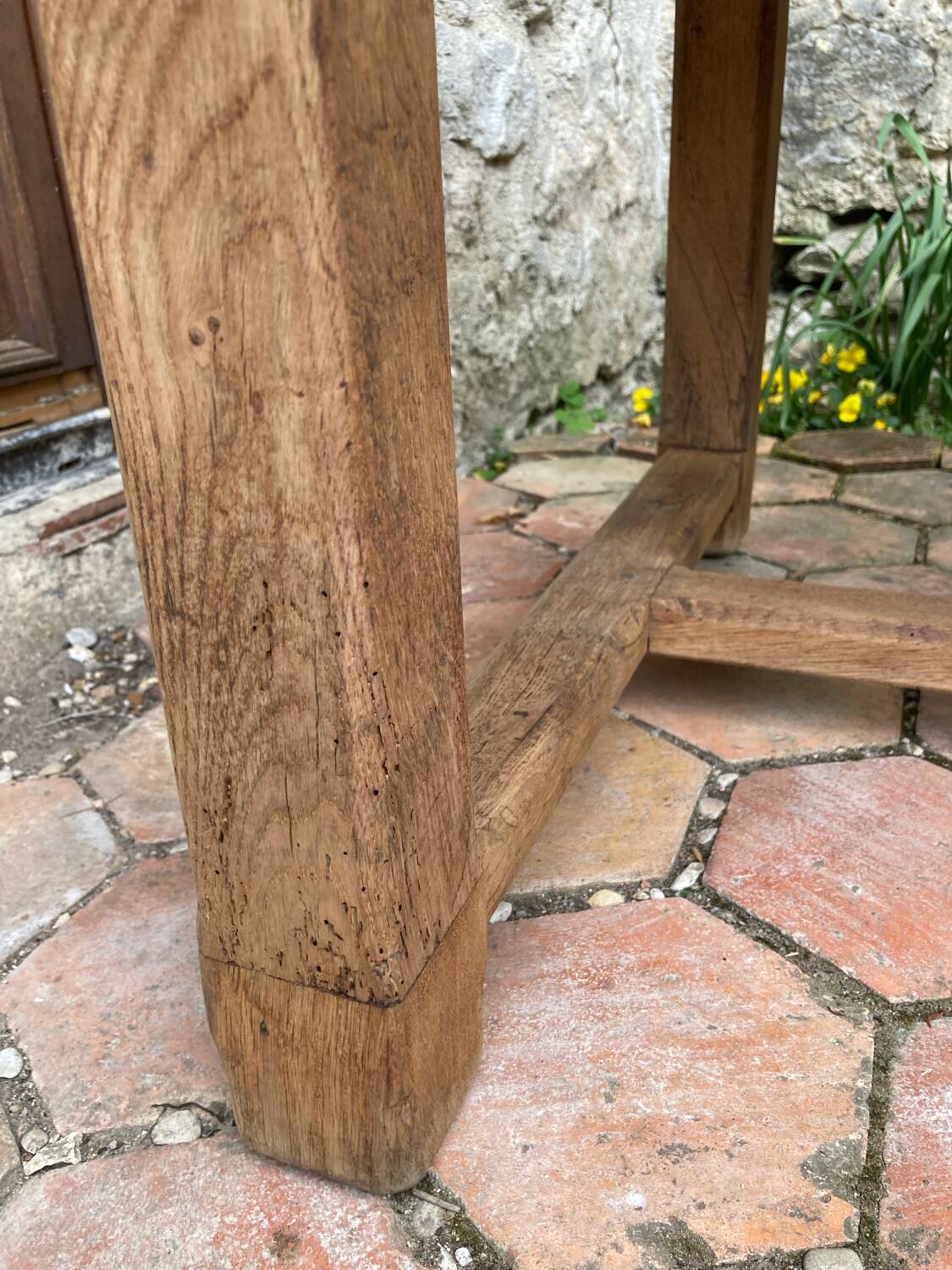 Old farmhouse table made of solid wood
