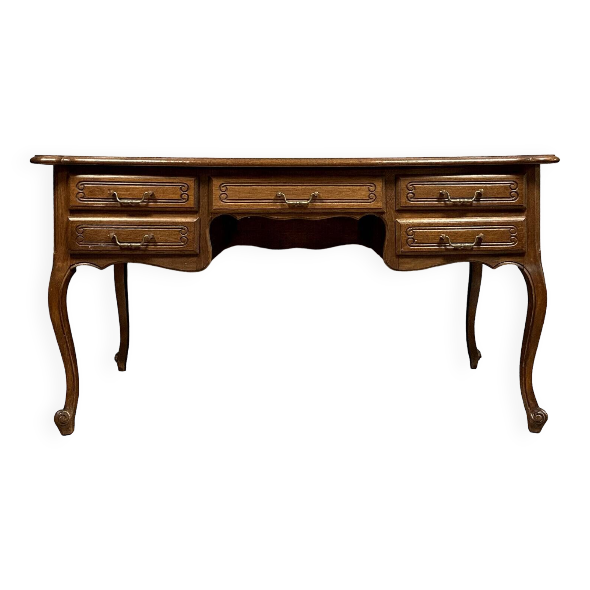 Bureau de centre style louis XV en chêne vers 1950