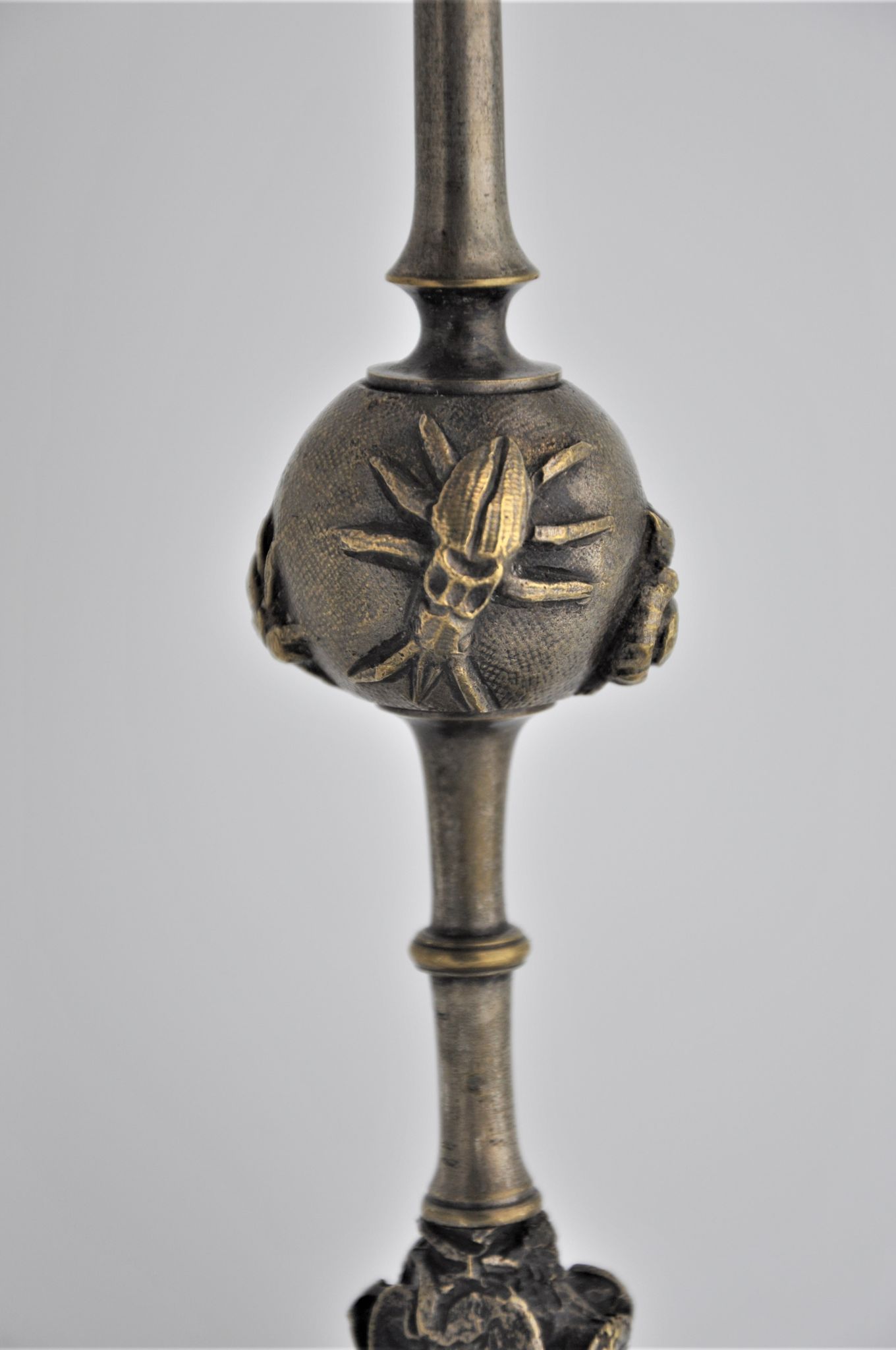 Pair of old gilded bronze candle holders
