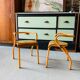 Set of 2 orange chairs child Jacques Hitier in wood & metal