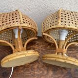 Paire de lampes italiennes en rotin
