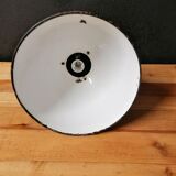 Industrial vintage factory pendant lamp, enamelled metal, 60s