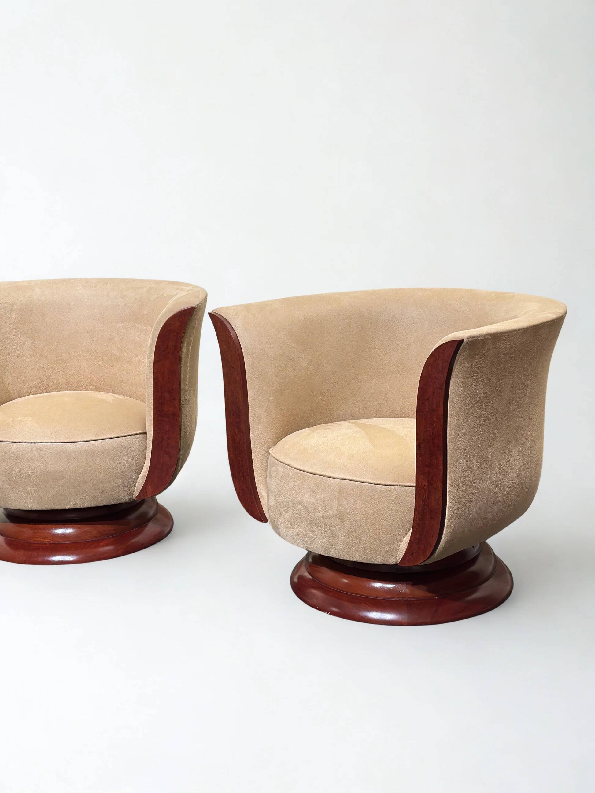 Pair of Art Deco tulip lounge chairs – Hôtel Le Malandre