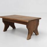 Small rustic wooden stool with curved base, France ca. 1900