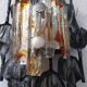 Brutalist glass and iron wall lamp from the 60s