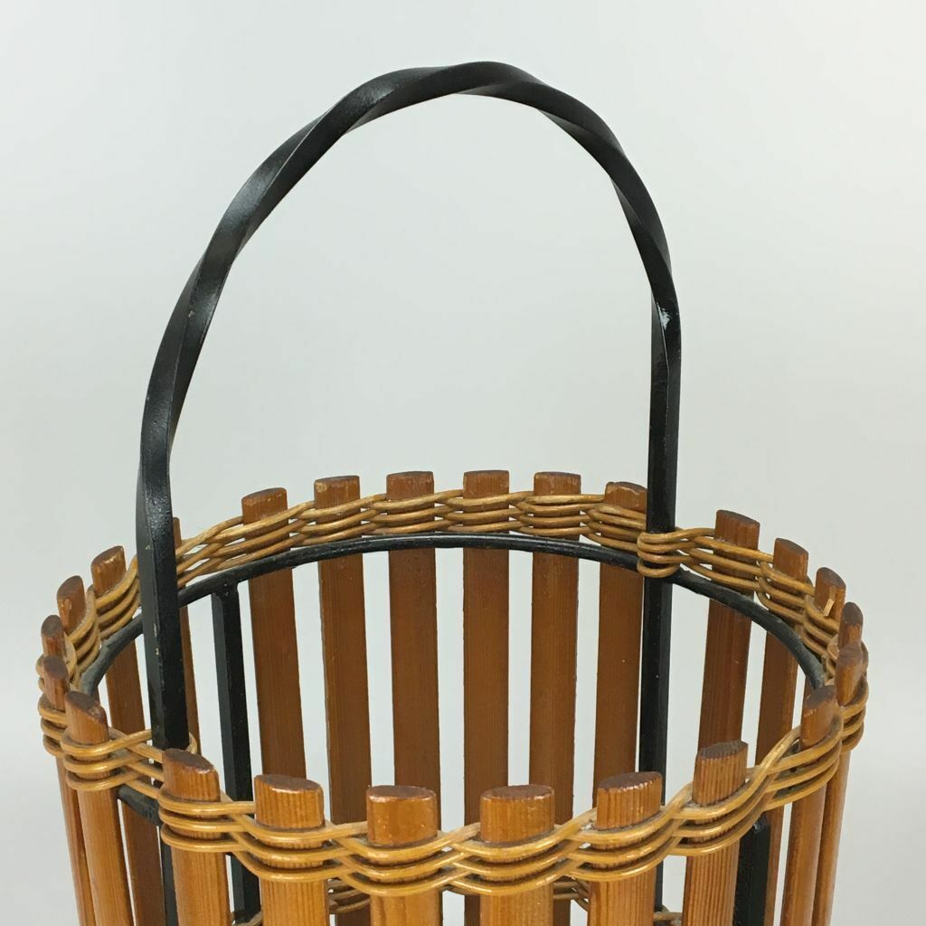 60s 70s umbrella stand umbrella holder wood metal Mid Century Design 60s