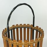 60s 70s umbrella stand umbrella holder wood metal Mid Century Design 60s