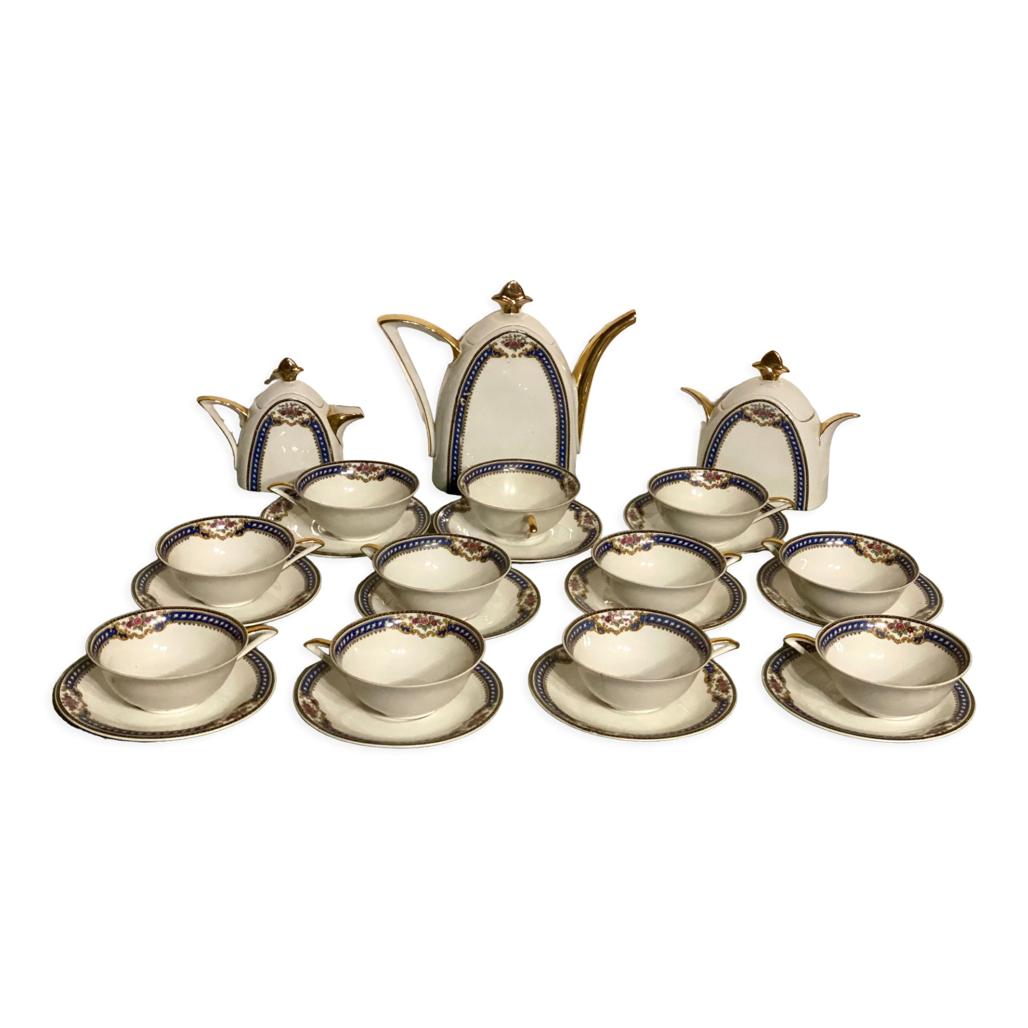 Touze Lemaitre Blanchet TLB service à thé et café art déco - Porcelaine  France - 1920-1949