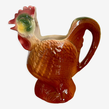 Rooster pitcher in slip from Poët-Laval numbered 407