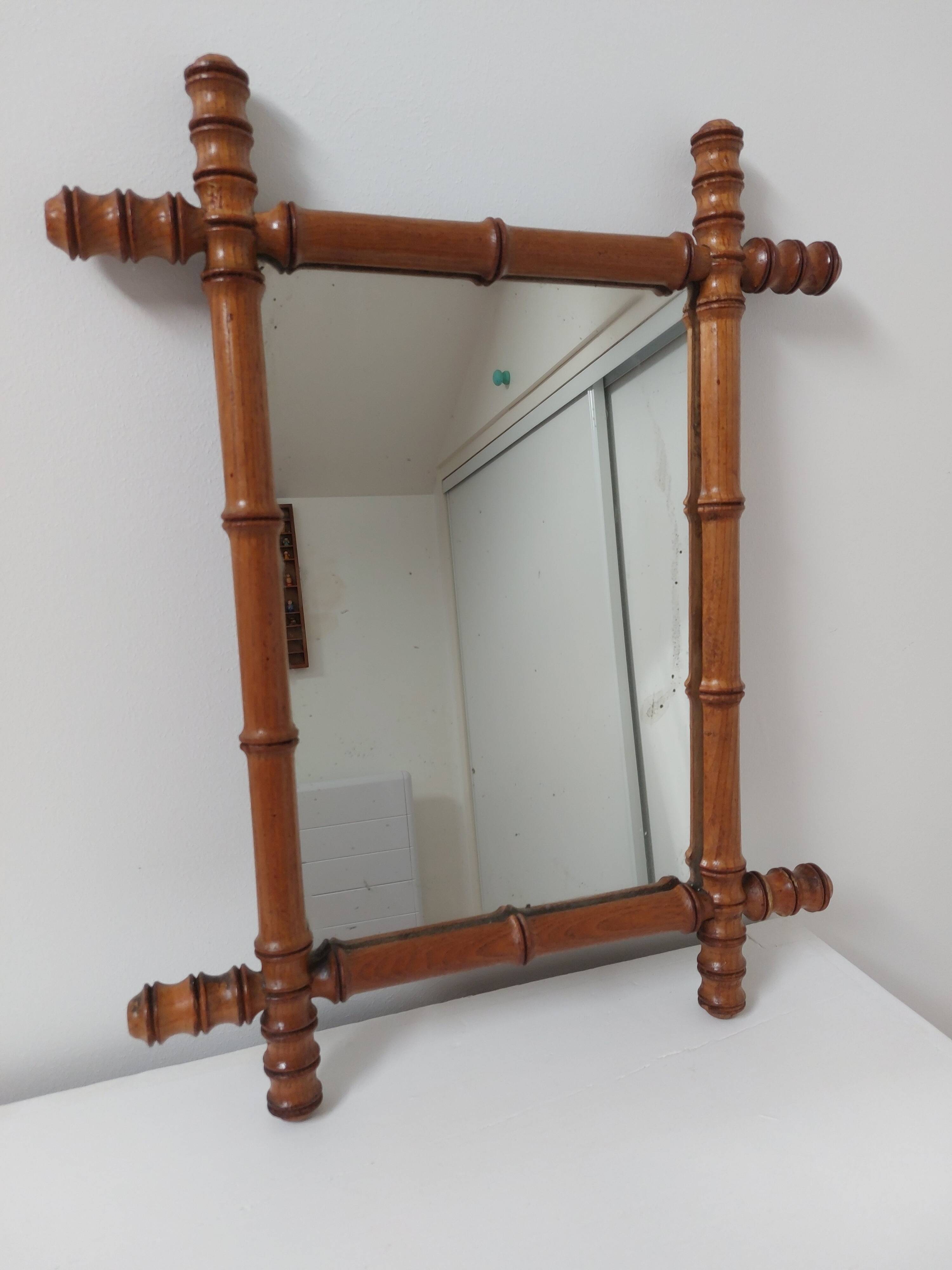 bamboo mirror, vintage, 45 by 56cm