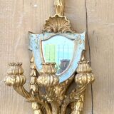 Pair of carved wood sconces