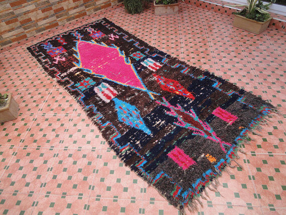 Carpet ancient azilal vintage Moroccan Berber 290 x 125 cm