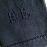 Drap ancien en lin et coton bleu nocturne