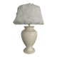 70s satin ceramic lamp and fur shade