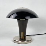 Vintage Bauhaus bedside lamp in brown bakelite and chrome, 1930s