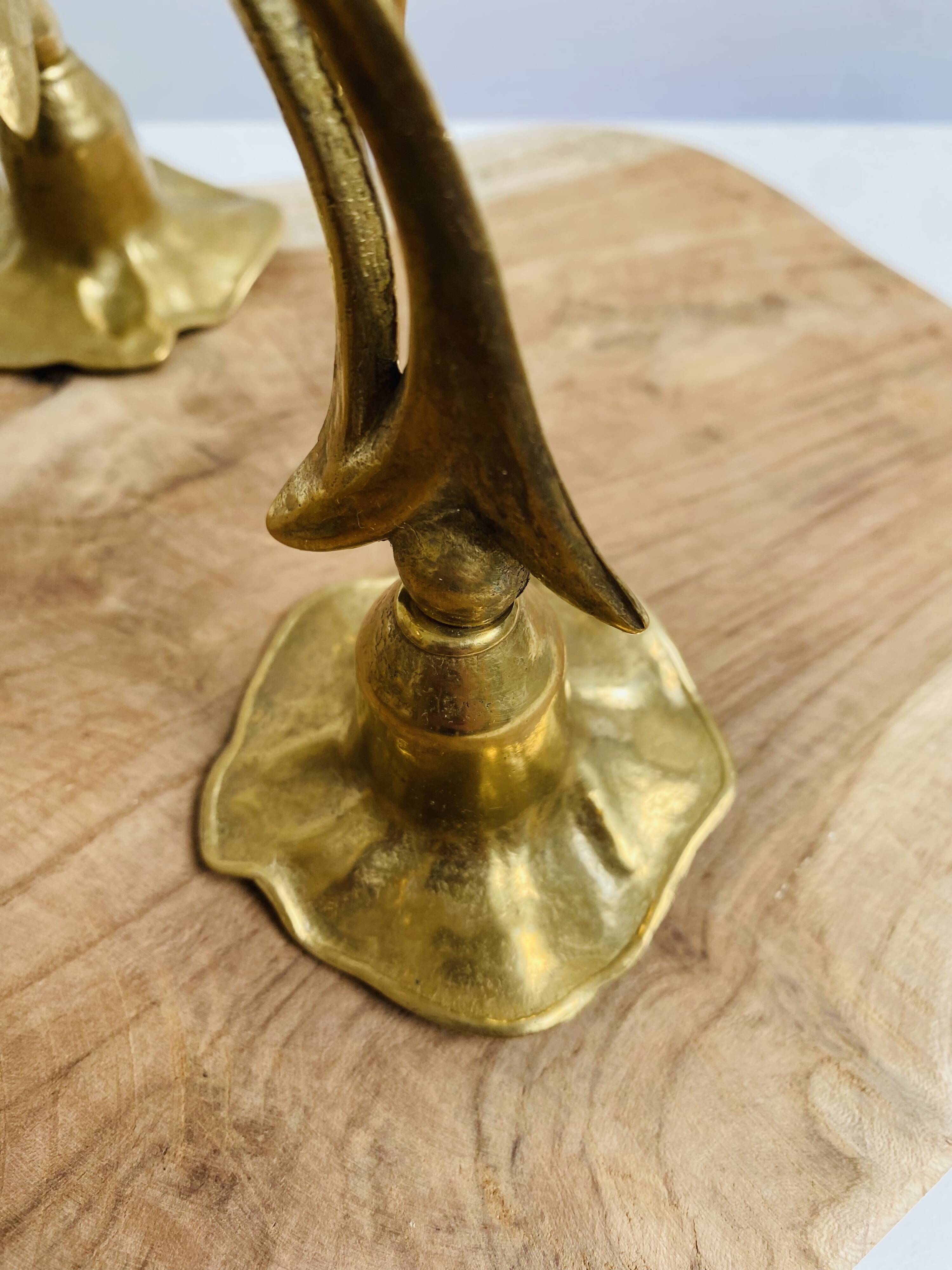 3-armed candlestick, brass flower bouquet