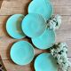Set of 6 vintage art deco mint and gold desseet plates