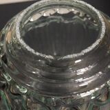 Tulip in worked transparent molded glass, relief of bubbles and balls