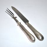 Rococo service cutlery in SILVER Minerve Armand Frenais 1900 Serving knife and fork