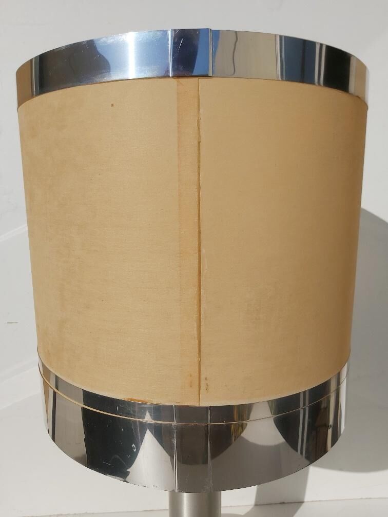 Wood and chrome metal design lamp 70s