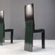 Set of 6 Italian leather and green lacquer dining chairs, 1980s