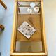 Coffee table 1960s/70s - smoked glass / bamboo / rattan / wicker