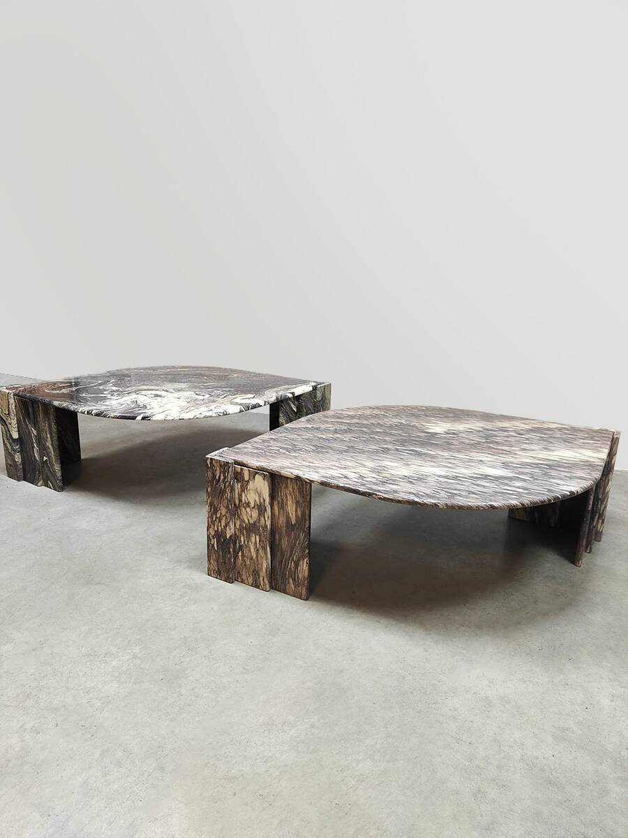 Vintage design marble coffee table midcentury Roche Bobois grey