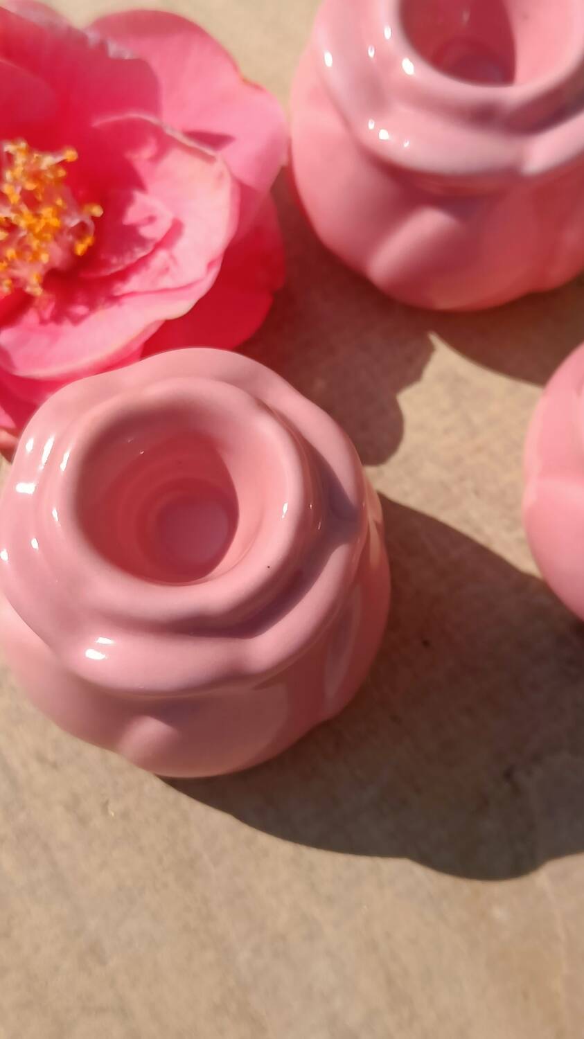 Ceramic pink flower candlestick