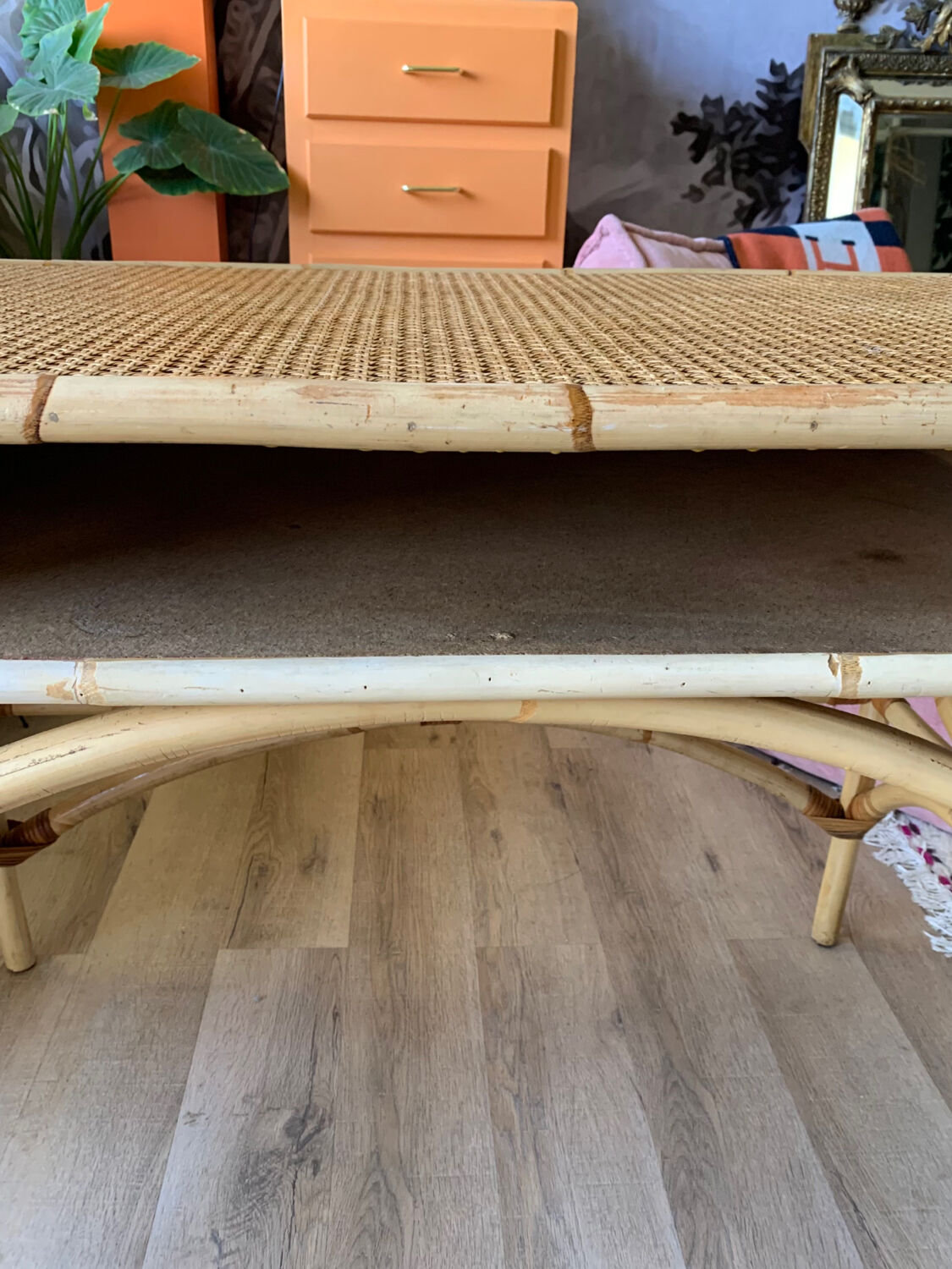 Rattan desk and canning